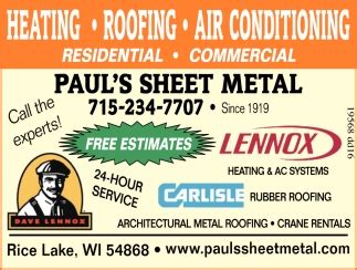 paul's sheet metal rice lake wi|paul's sheet metal repair.